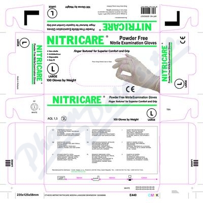 NITRICARE Rukavice vyš.bez pudru white vel.L 100ks
