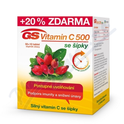 GS Vitamin C 500 se šípky tbl.50+10 ČR/SK